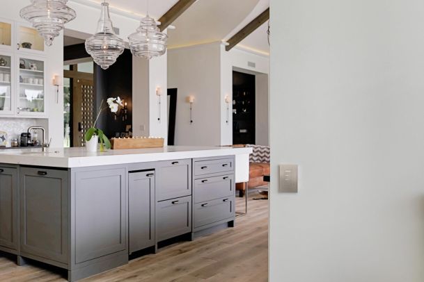 Lutron keypad in a kitchen